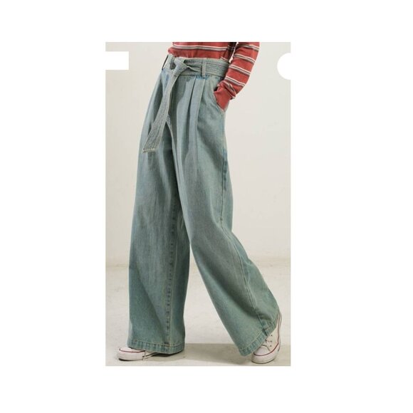 PRIMP BOUTIQUE Stephane Belted Wide Leg Jeans (M) - Picture 3 of 8